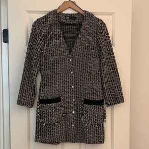 Zara Black and White Textured Blazer Dress